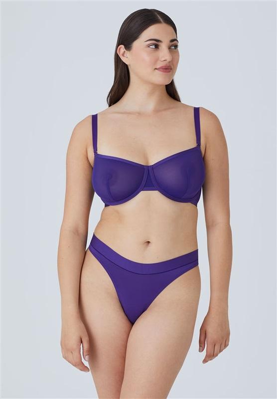 NWOT CUUP 36E The Balconette Mesh Purple Sheer Underwire Bra 127891