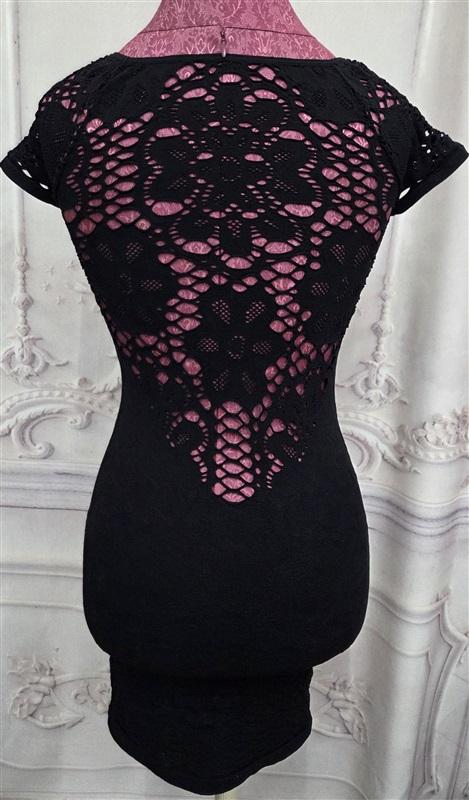 NWOT Last Tango M/L Mesh Lace Seamless Black Dress 127902