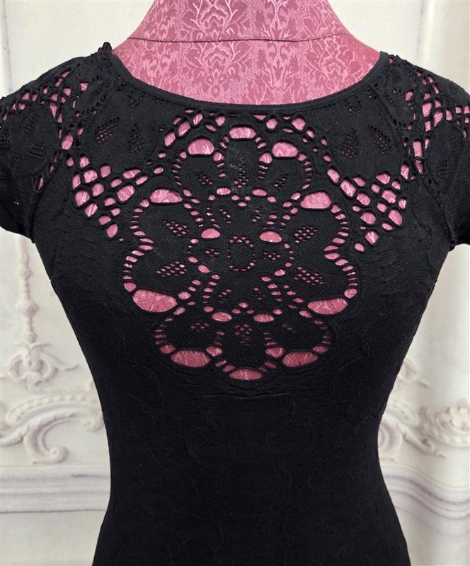NWOT Last Tango M/L Mesh Lace Seamless Black Dress 127902