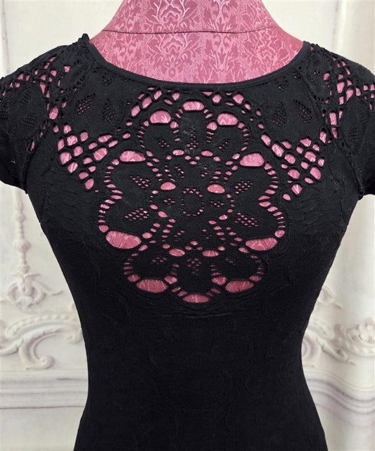 NWOT Last Tango M/L Mesh Lace Seamless Black Dress 127902