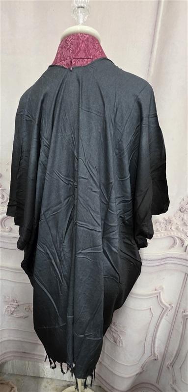 NWT Victorian Trading Black Ombre Dress Kimono Swim Cover Up Fringe 127903