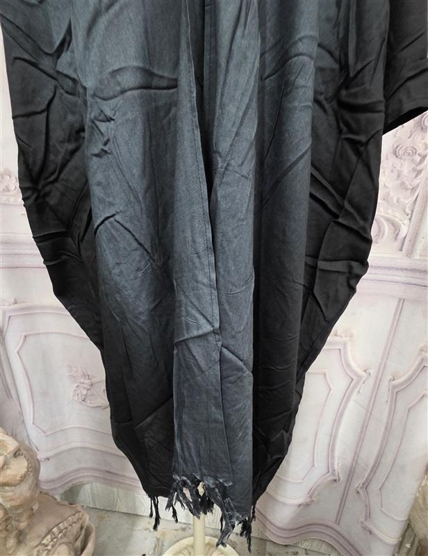 NWT Victorian Trading Black Ombre Dress Kimono Swim Cover Up Fringe 127903