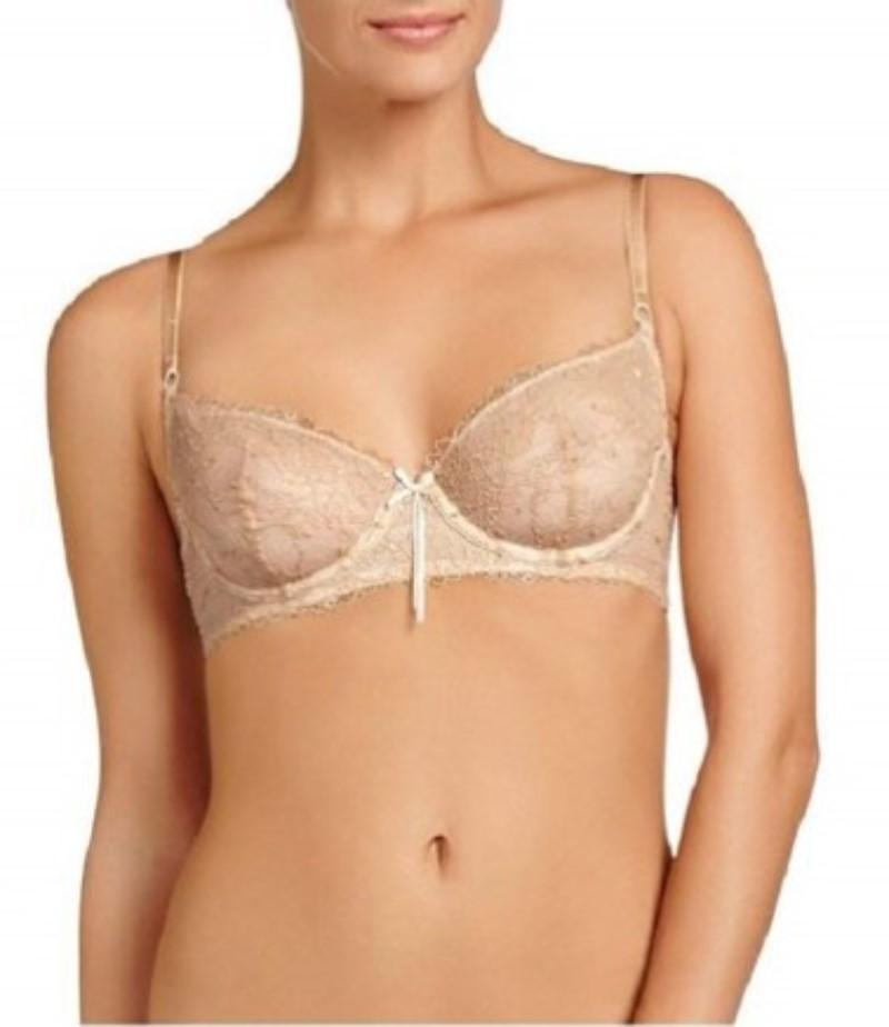 NWOT Heidi Klum 34D Natural French Lace Underwire Bra H20-1166B Beige 127916