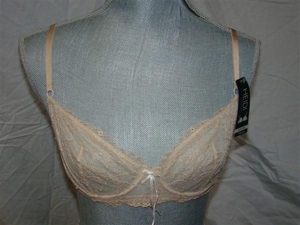NWOT Heidi Klum 34D Natural French Lace Underwire Bra H20-1166B Beige 127916