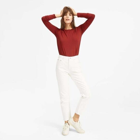 NWT Everlane 23 The 90's Cheeky Straight Ankle Jeans Bone White 127921