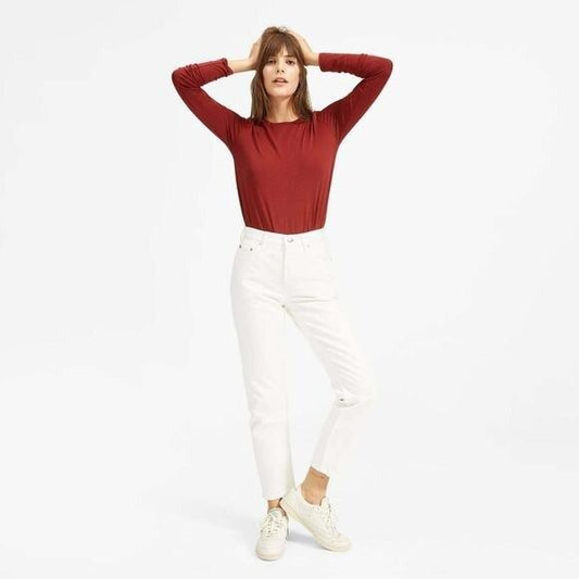 NWT Everlane 23 The 90's Cheeky Straight Ankle Jeans Bone White 127921