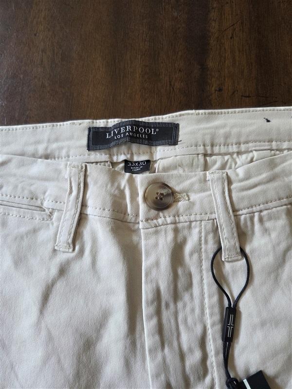NWT Liverpool 33x30 Modern Twill Chino Pants Limestone Tan 127922