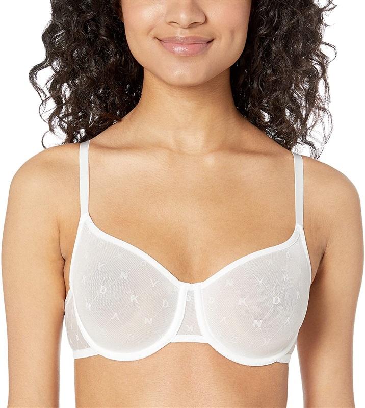 NWT DKNY 36B Monogram Mesh Unlined Demi Bra DK4039 Black 127925