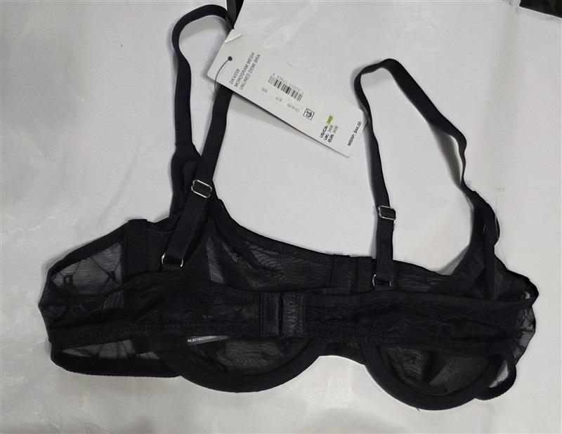 NWT DKNY 36B Monogram Mesh Unlined Demi Bra DK4039 Black 127925