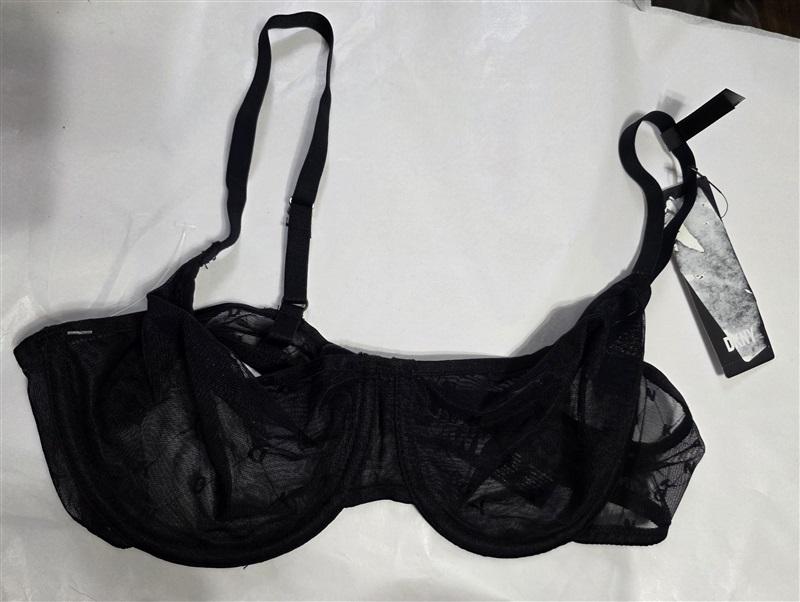 NWT DKNY 36B Monogram Mesh Unlined Demi Bra DK4039 Black 127925
