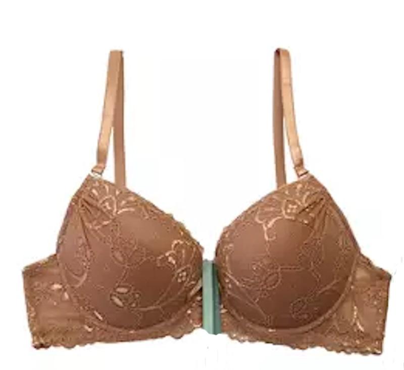 NWOT Parisian 36C Push Up Plunge Lace Bra Brown 128004