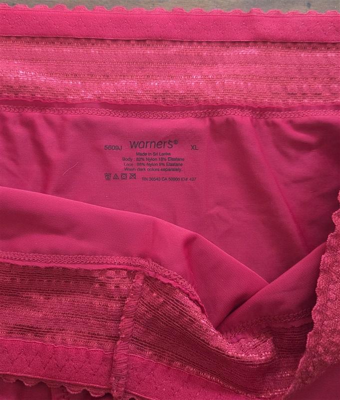 NWOT Warners XL No Pinching No Problems Lace Hipster Panty Red 128022