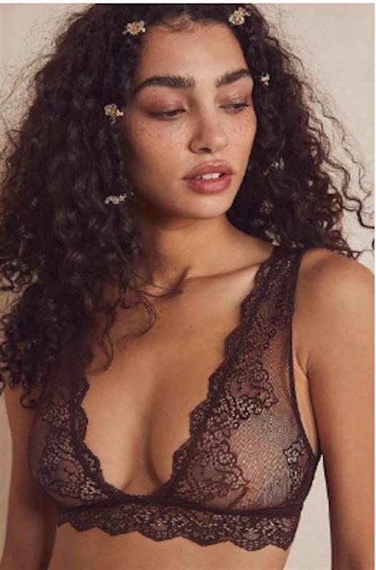 NWT Intimately Free People Only Hearts S SO FINE Lace Bralette Black 128025