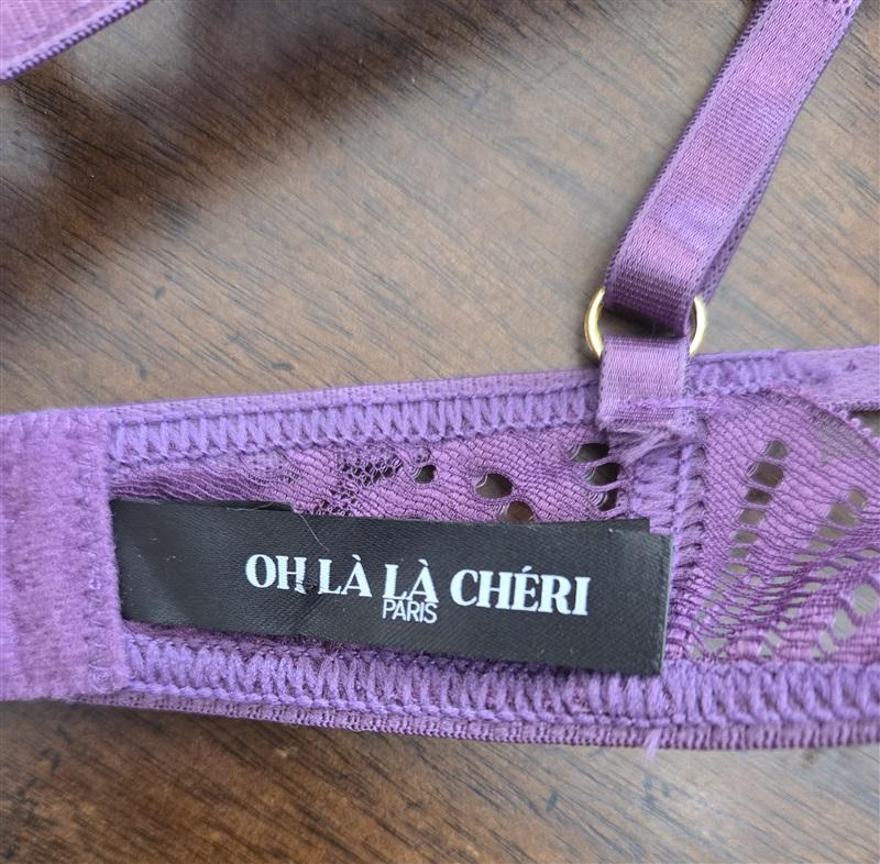 NWOT Oh La La Cheri S/M Bra Purple Lace Strappy 128026