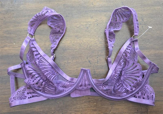NWOT Oh La La Cheri S/M Bra Purple Lace Strappy 128026