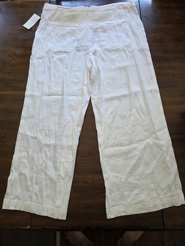 NWT KUT From Kloth 16 Topaz Linen Wide Leg Trouser Pants White 128114