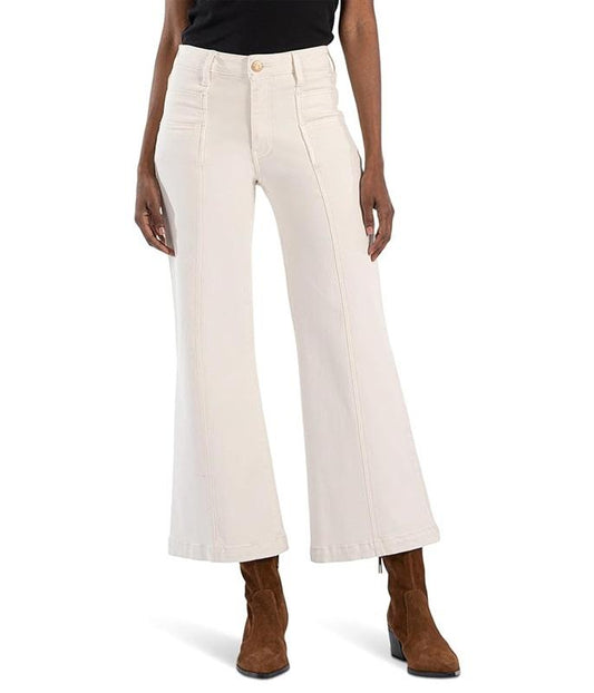 NWT KUT From Kloth 16 Topaz Linen Wide Leg Trouser Pants White 128114