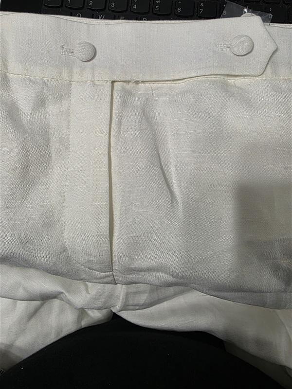 NWT Calvin Klein 18 Linen Blend White Tab Button Pants Trousers 128115