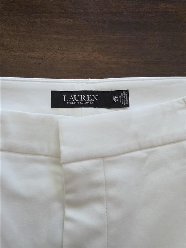NWT Ralph Lauren 16W Plus Size Stretch Cotton Ankle Pants Trousers White 128119