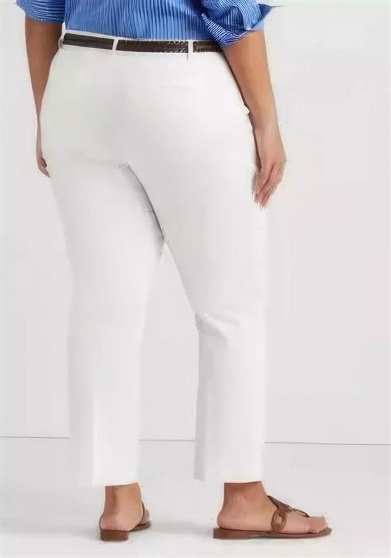 NWT Ralph Lauren 16W Plus Size Stretch Cotton Ankle Pants Trousers White 128119