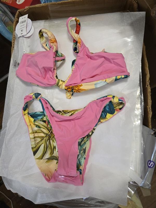 NWT Pilyq S OSS Drew Knot Top & Bottom Reversible Bikini Swimsuit 128129