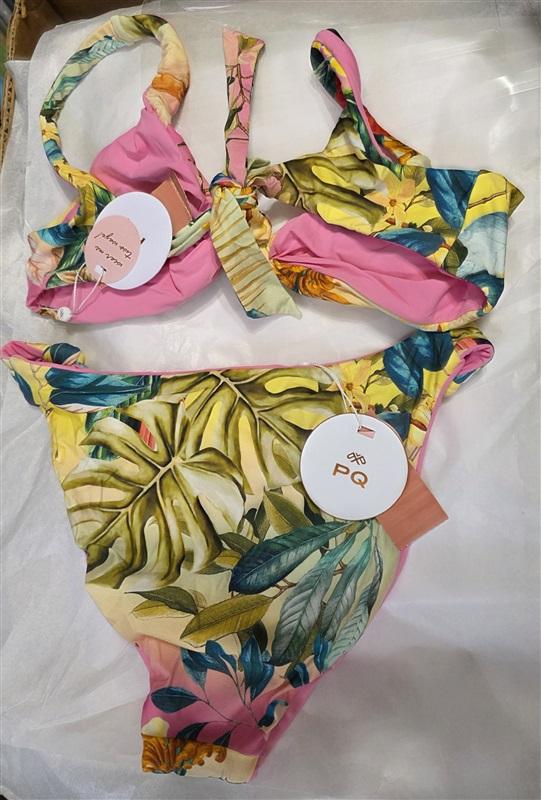 NWT Pilyq S OSS Drew Knot Top & Bottom Reversible Bikini Swimsuit 128129