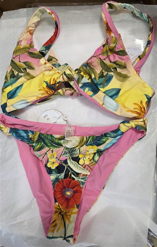 NWT Pilyq S OSS Drew Knot Top & Bottom Reversible Bikini Swimsuit 128129