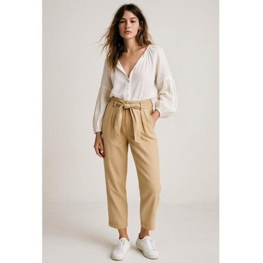 NWT Calvin Klein 2X Tie Waist Wide Leg Capri Pants Trousers Tan 128136