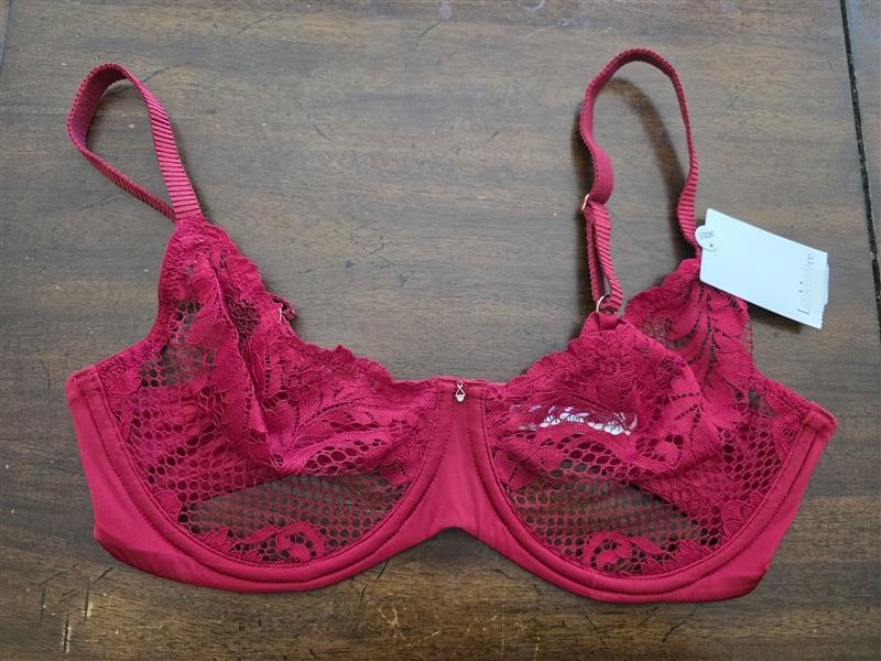 NWT Le Mystere 34G Lace Allure Unlined Bra 8246 Red 128140