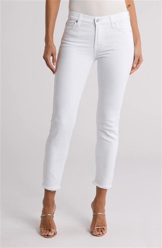NWOTD Seven 6 High Waist Ankle Skinny Jeans White Lace Embroidery 128161