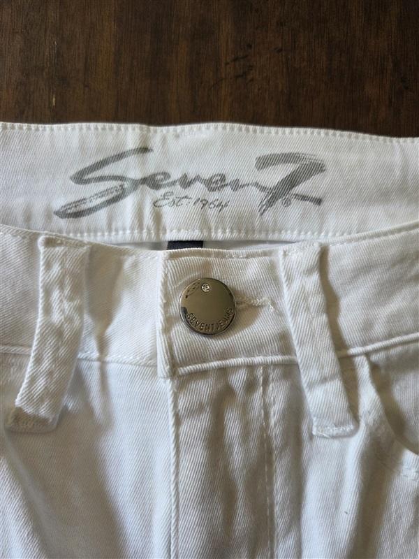 NWOTD Seven 6 High Waist Ankle Skinny Jeans White Lace Embroidery 128161