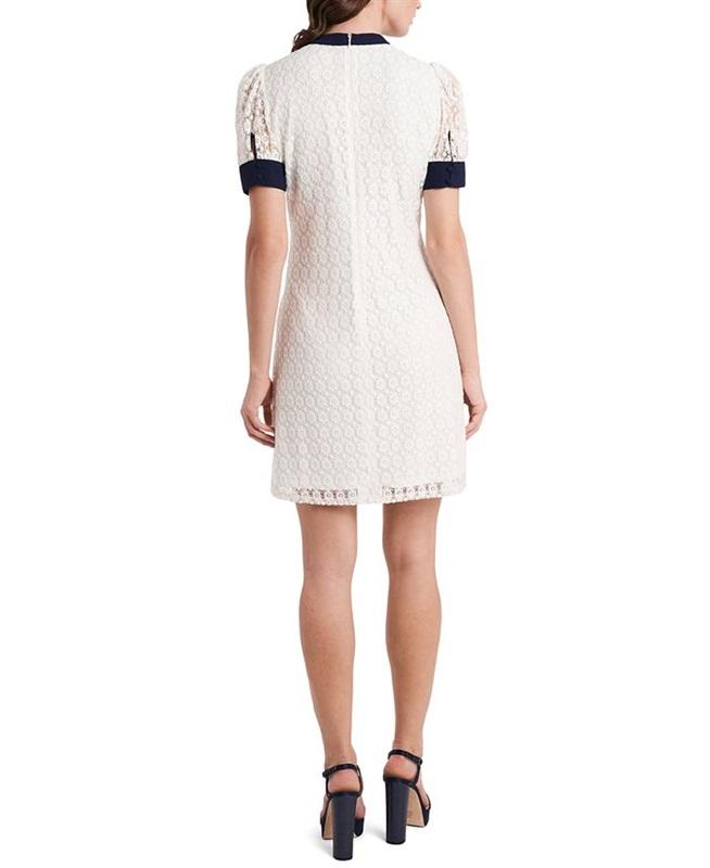 NWT Riley & Rae SM Maren Coquette White Blue Tie Keyhole Lace Dress 128168