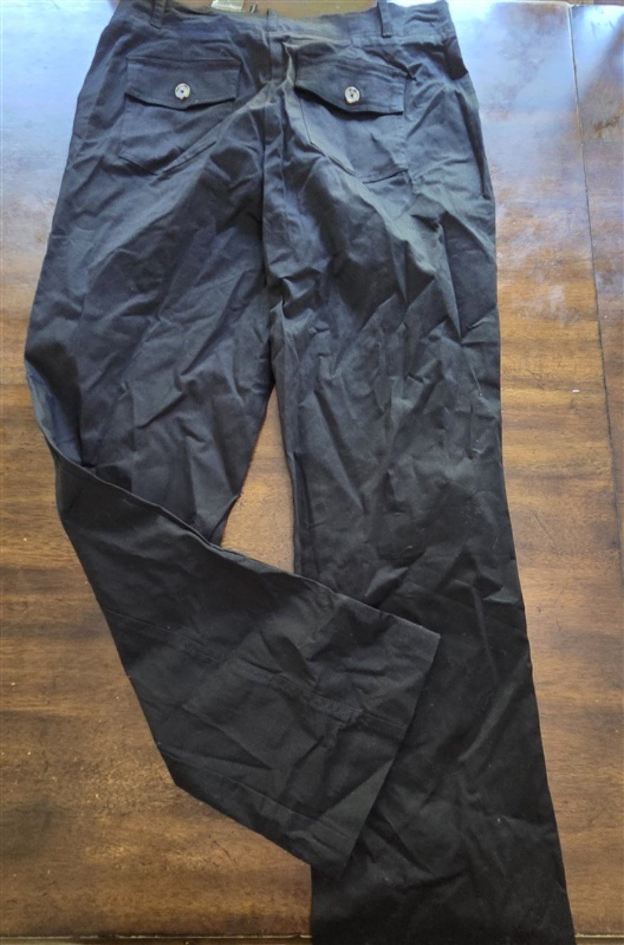 NWOT Boston Proper 12 Hi-Waisted Pocket Seamed Wide Leg Chino Pants Black 128172