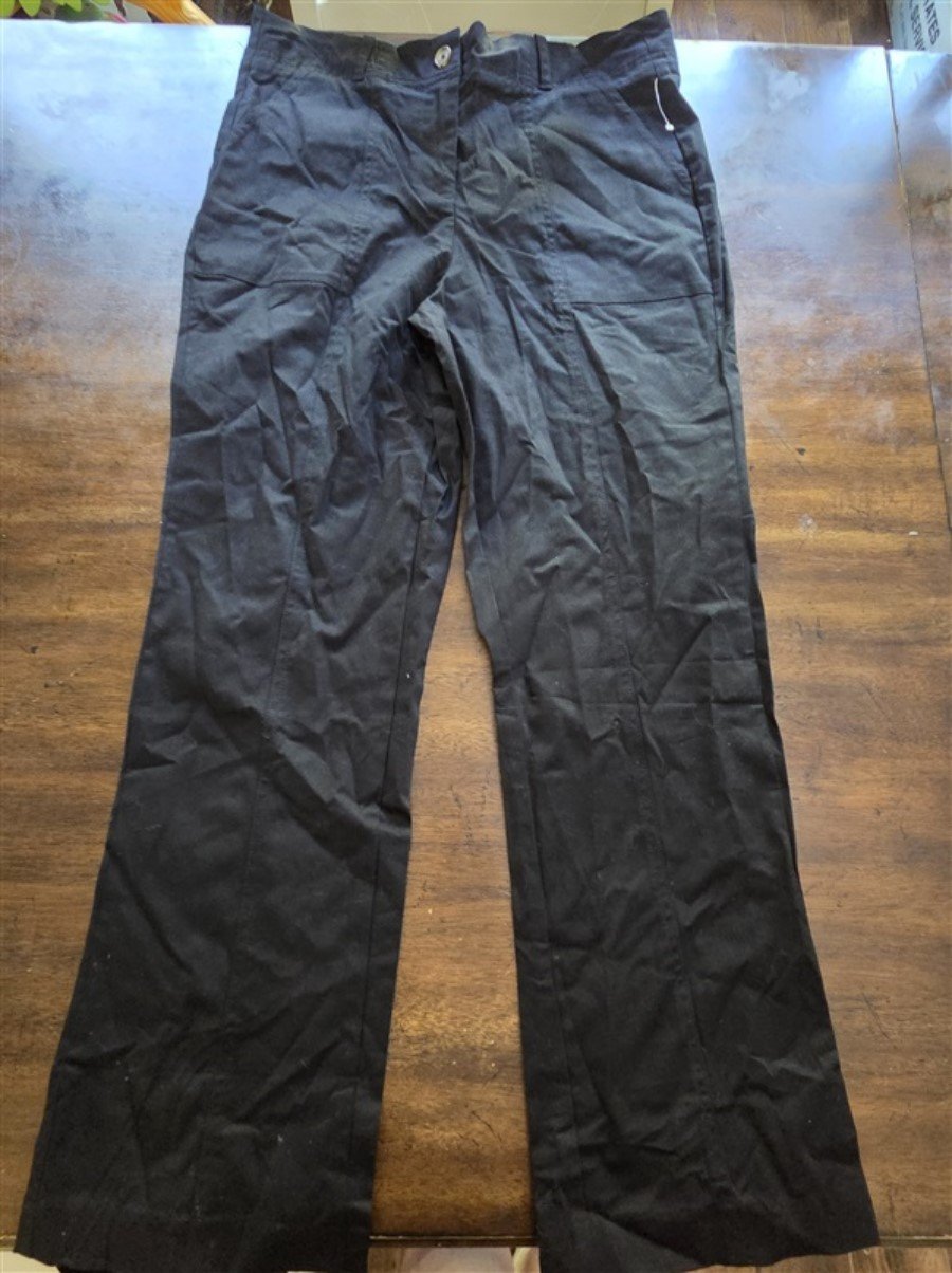 NWOT Boston Proper 12 Hi-Waisted Pocket Seamed Wide Leg Chino Pants Black 128172