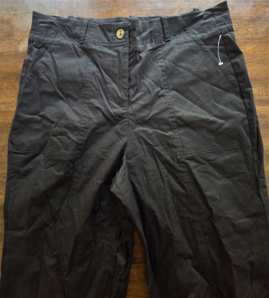 NWOT Boston Proper 12 Hi-Waisted Pocket Seamed Wide Leg Chino Pants Black 128172