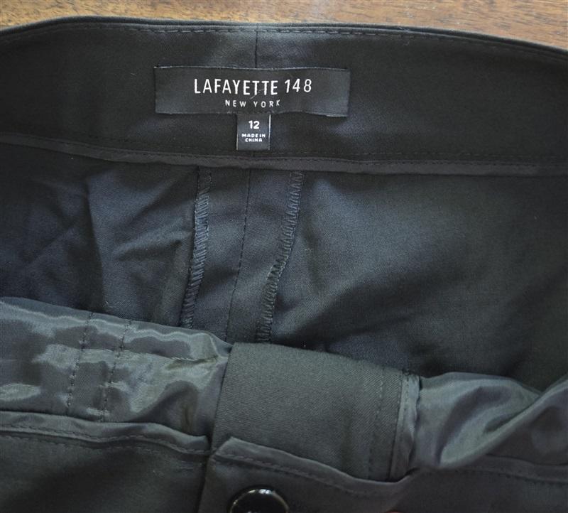 NWT Lafayette 148 Irving 12 Straight Leg Stretch Wool Pants Black 128173