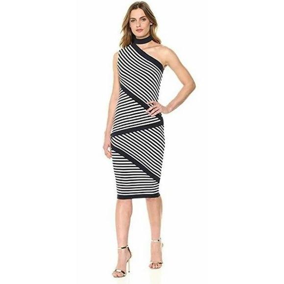 NWT Bailey 44 S Climbing Vine Asymmetric Choker Sleeveless Black White 128177