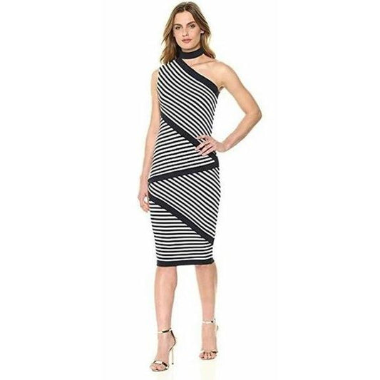 NWT Bailey 44 S Climbing Vine Asymmetric Choker Sleeveless Black White 128177