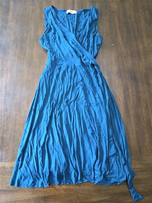 NWOT Bailey 44 PS Anthropologie Faux Wrap Dress Blue Jersey Knit Tank 128180