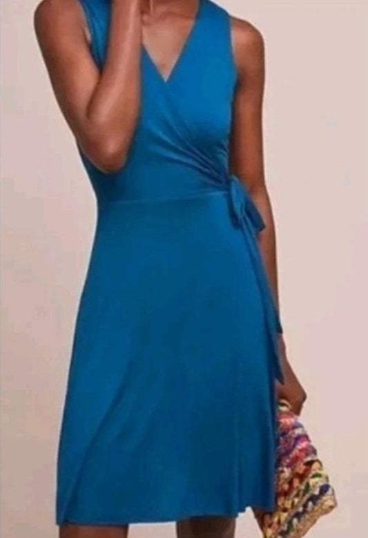 NWOT Bailey 44 PS Anthropologie Faux Wrap Dress Blue Jersey Knit Tank 128180