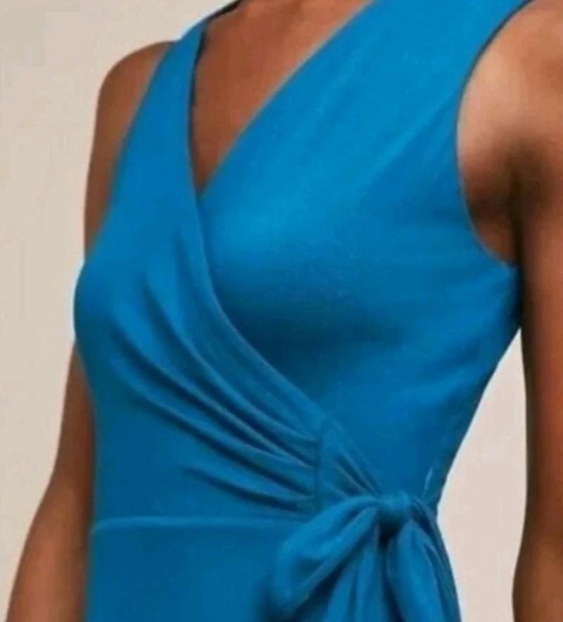 NWOT Bailey 44 PS Anthropologie Faux Wrap Dress Blue Jersey Knit Tank 128180