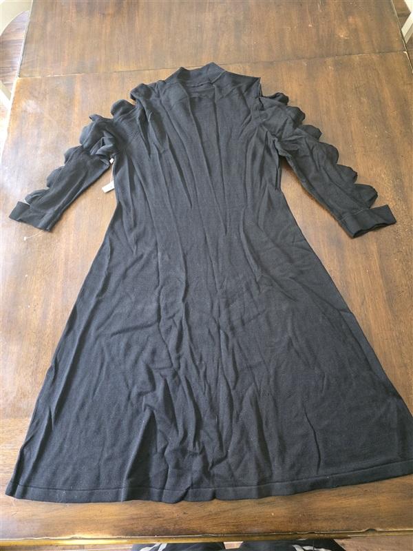 NWT CeCe L Vivid Vibes Rich Black Knit Cut Out Sleeve Dress 128181
