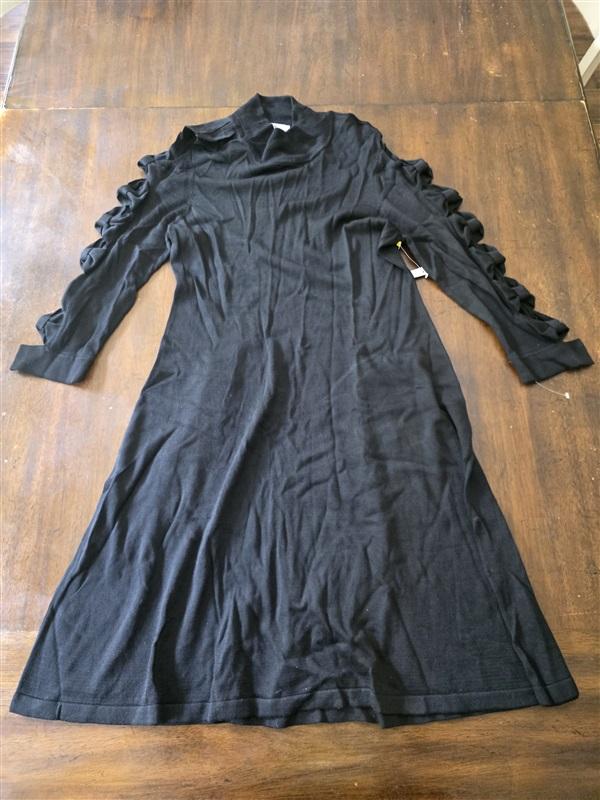NWT CeCe L Vivid Vibes Rich Black Knit Cut Out Sleeve Dress 128181