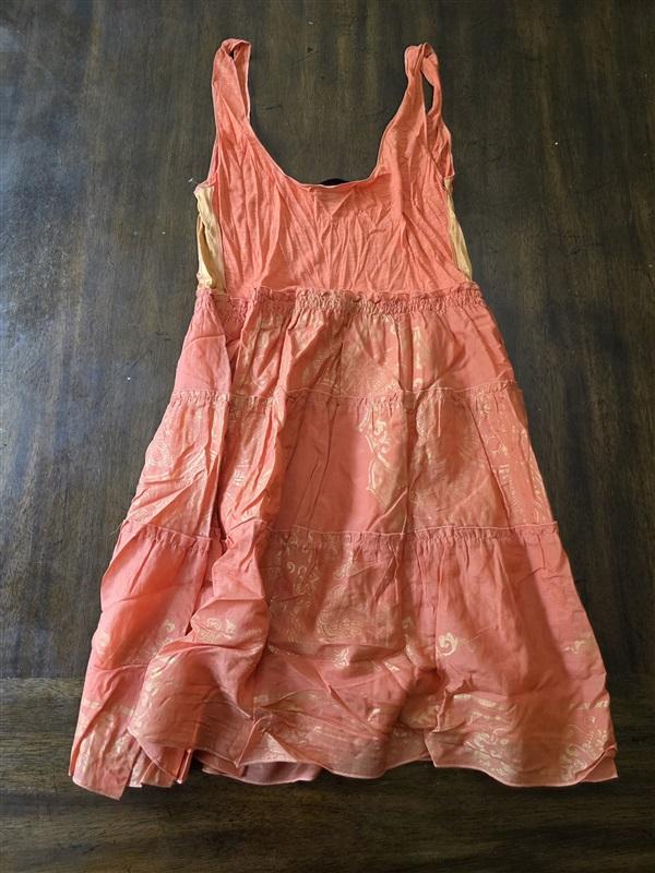 NWOT Hale Bob S Cabana Silk & Cotton Mini Tank Dress Orange Gold 128186