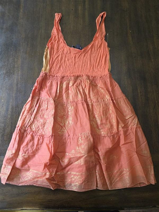NWOT Hale Bob S Cabana Silk & Cotton Mini Tank Dress Orange Gold 128186