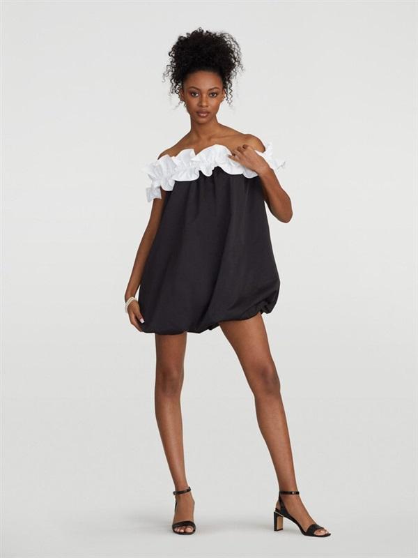 NWT Gabrielle Union XXL Black White Off Shoulder Bubble Dress 128190