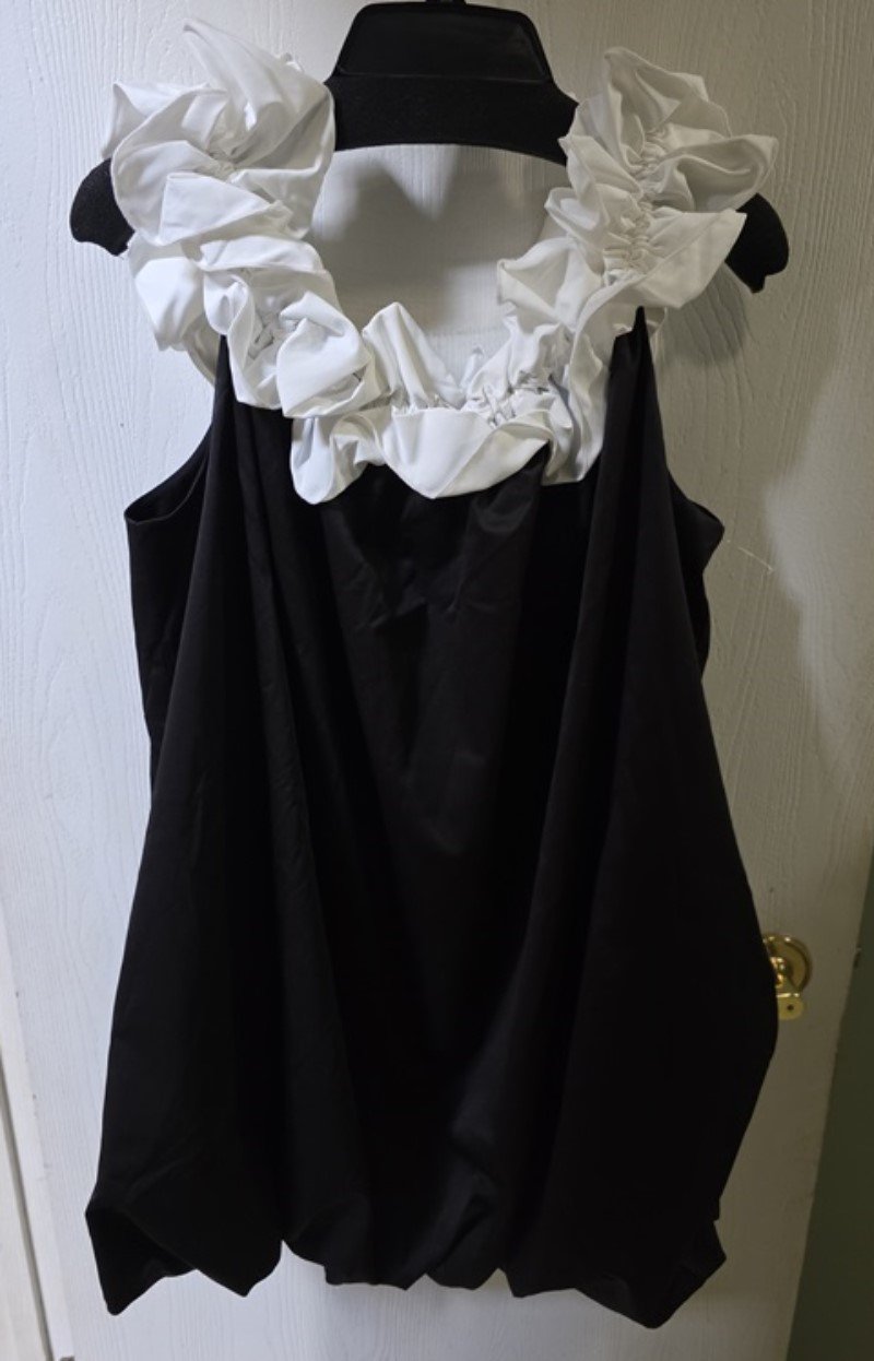 NWT Gabrielle Union XXL Black White Off Shoulder Bubble Dress 128190