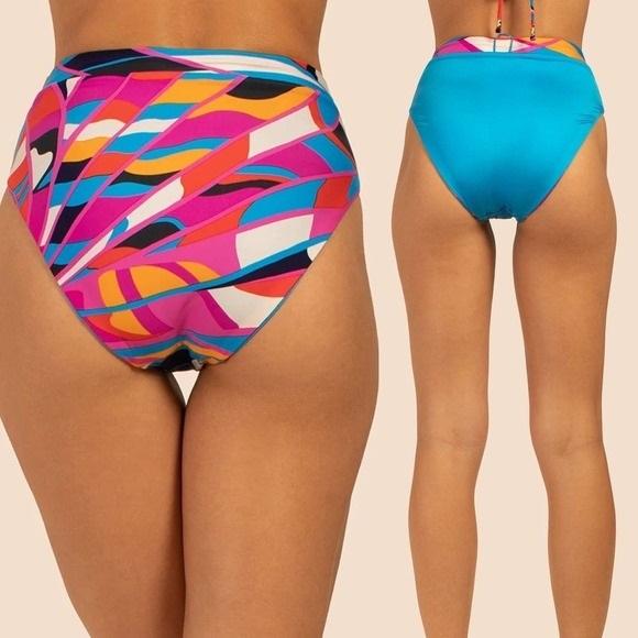 NWT Trina Turk SZ 6 Rio Reverse Hi Waist Bikini Swim Bottom 128201