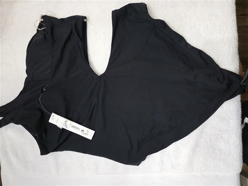 NWT Aqua Swim XL One Shoulder Cut Out One Piece Swimsuit Black 128204
