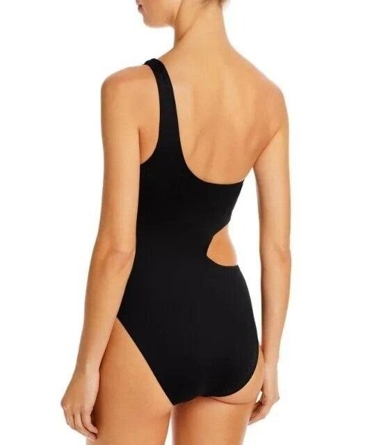 NWT Aqua Swim XL One Shoulder Cut Out One Piece Swimsuit Black 128204